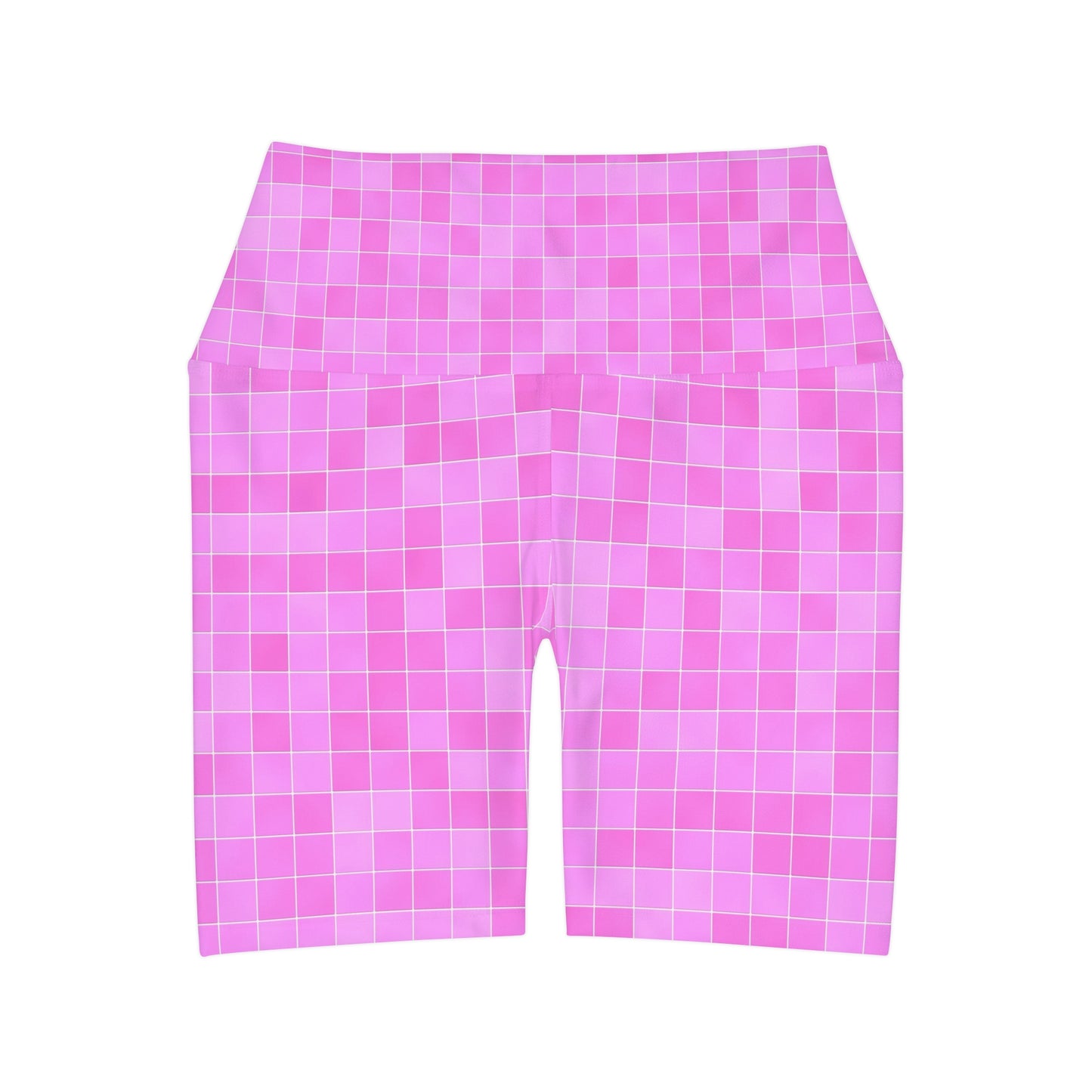 Retro Pink Tile High Waisted Yoga Shorts