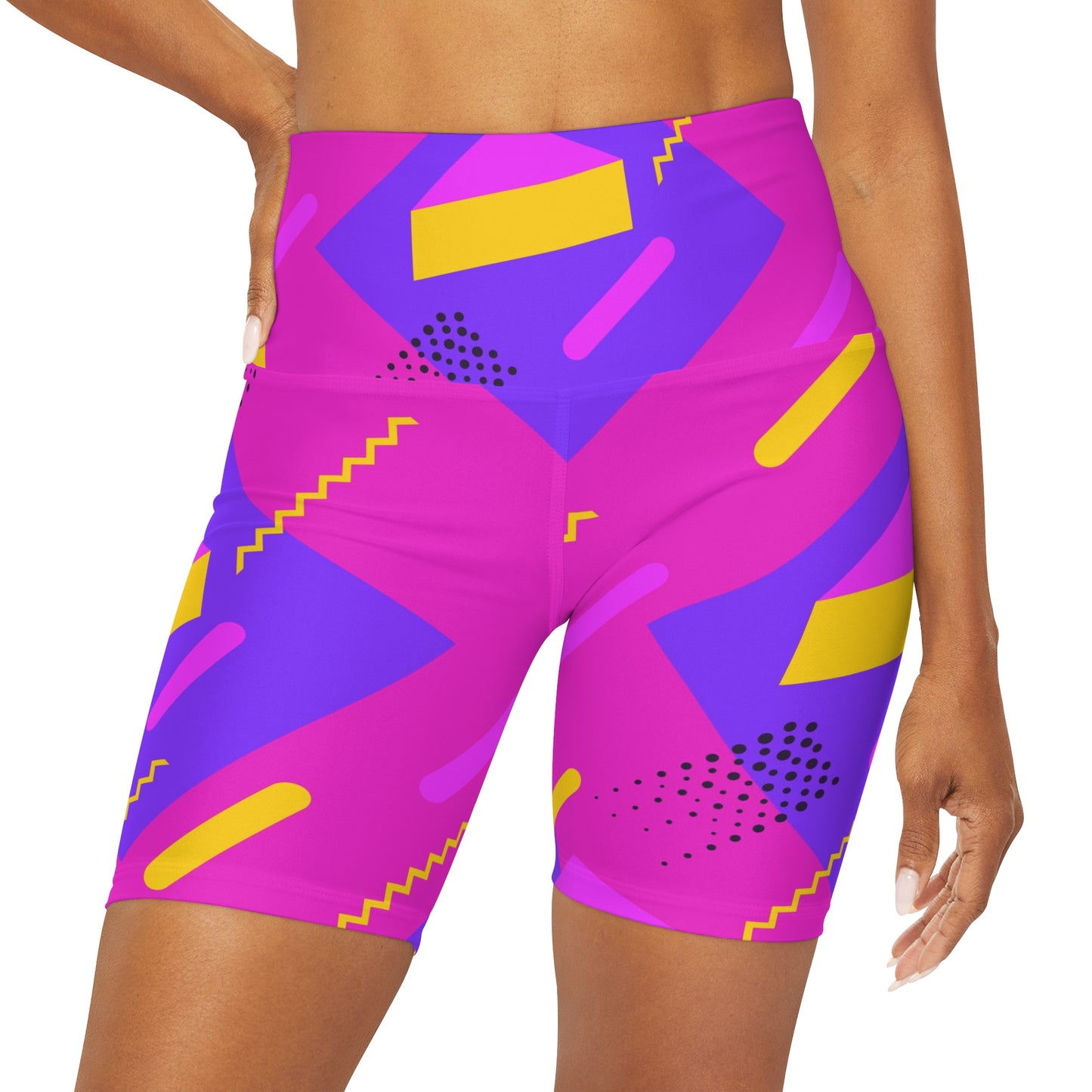 Retro Pink High Waisted Yoga Shorts