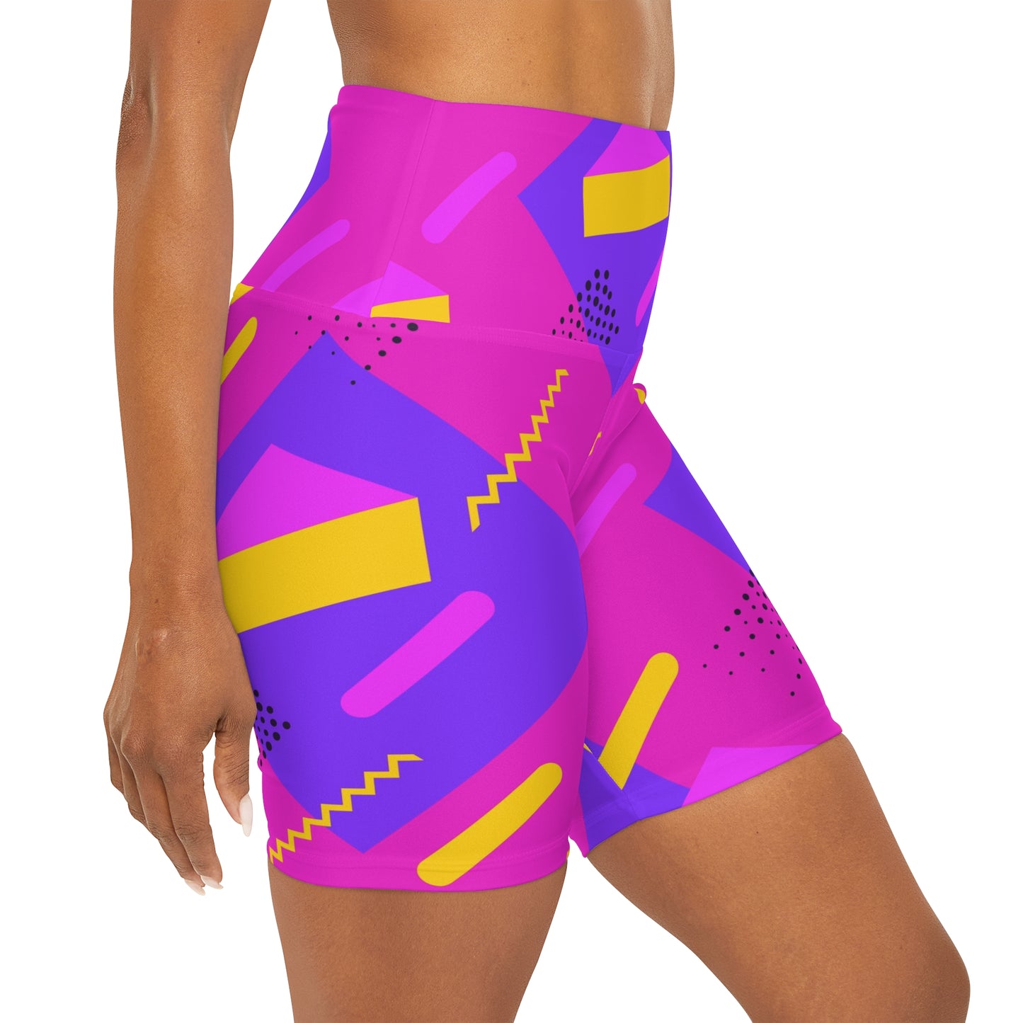 Retro Pink High Waisted Yoga Shorts