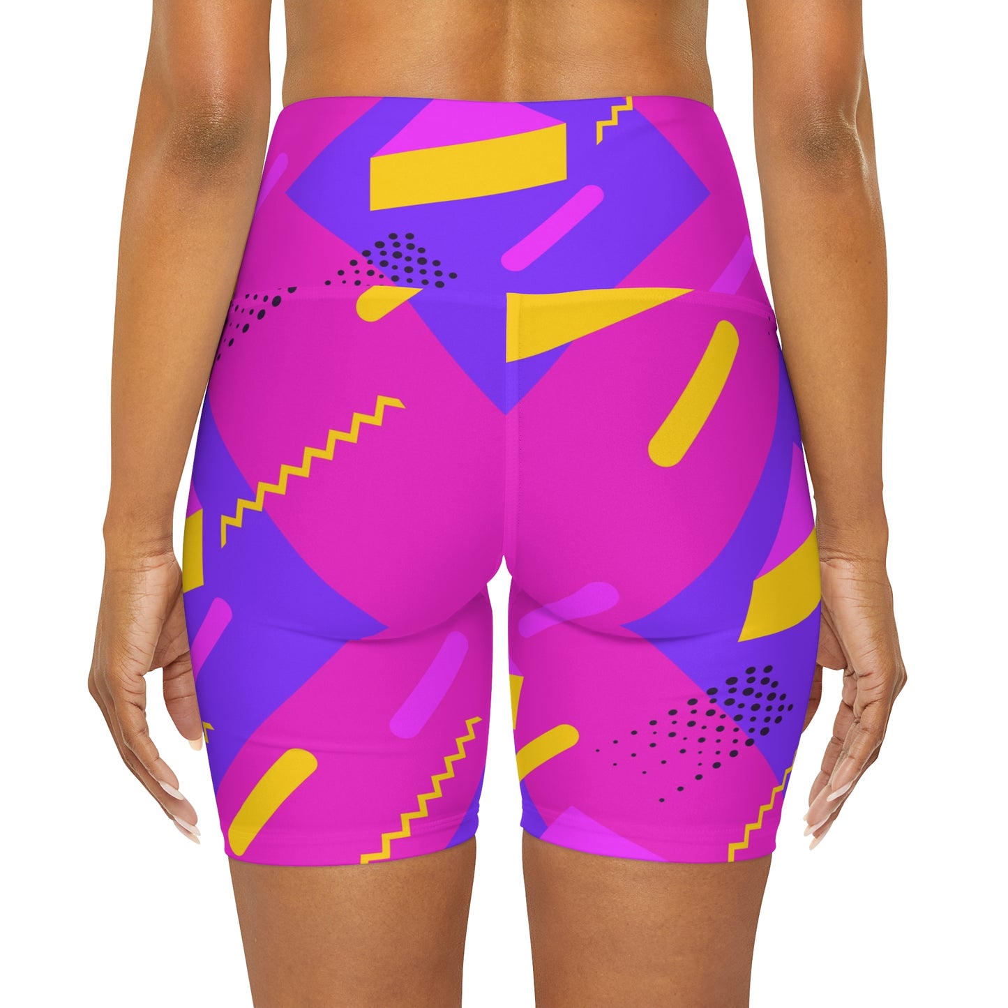 Retro Pink High Waisted Yoga Shorts