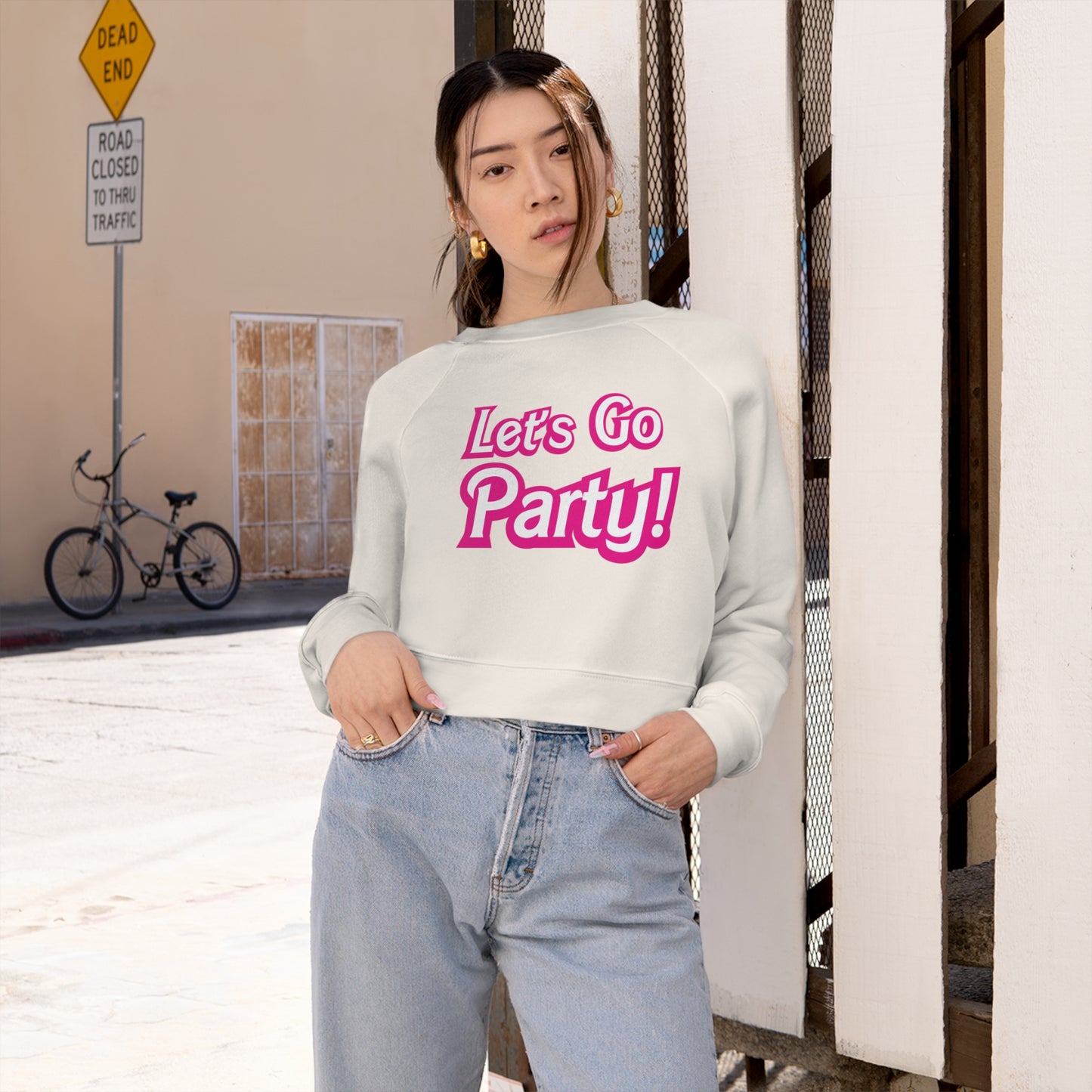 Let's Go Party Women's Cropped Fleece Pullover