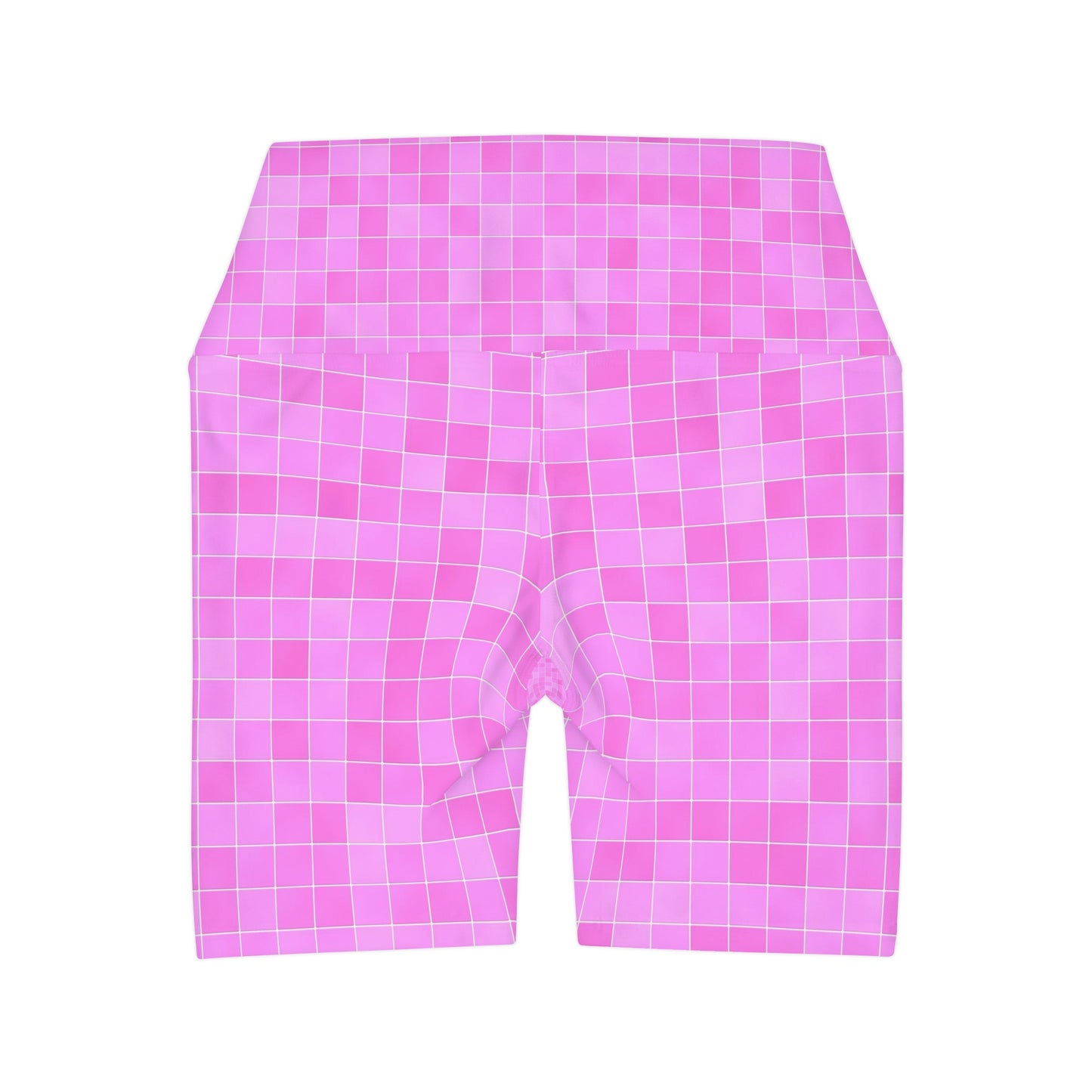 Retro Pink Tile High Waisted Yoga Shorts